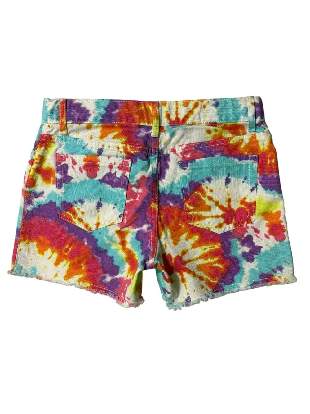 NWT The Children’s Place Spiral Tie-Dye Denim Raw Cutoff Hem Shorts | Size 10